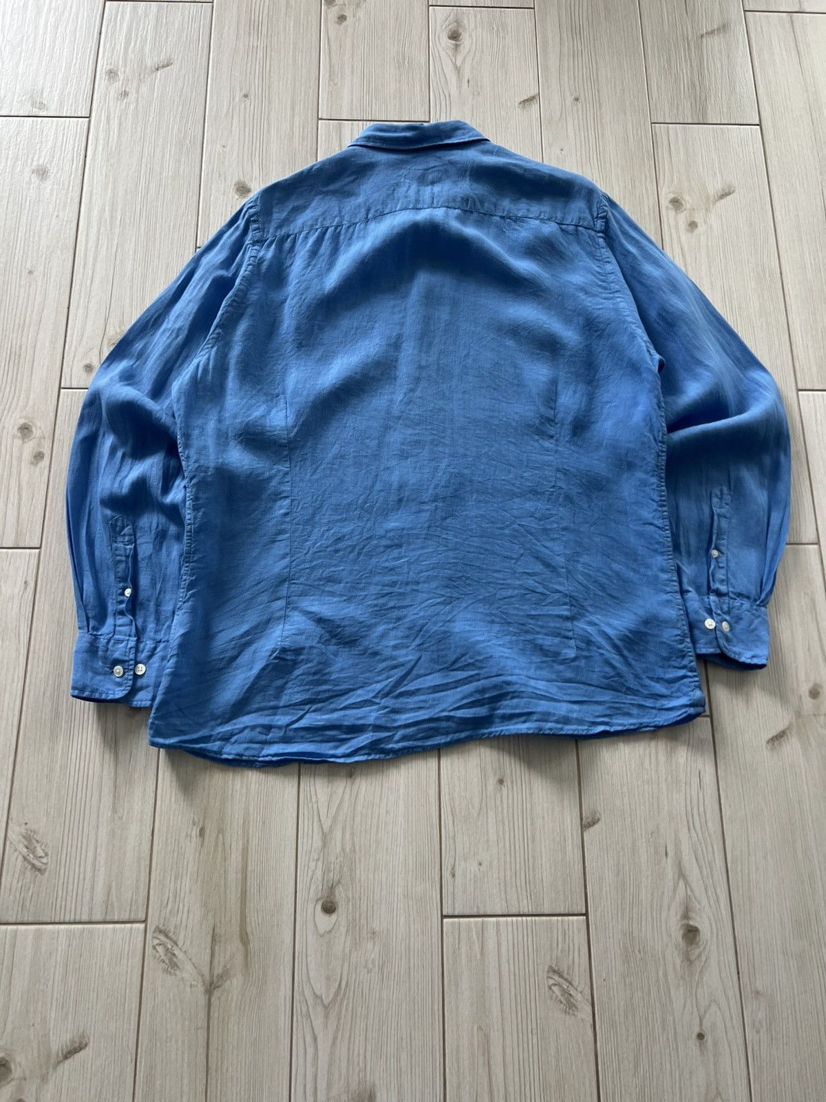 Hackett Hackett Logo-Embroidered Linen Shirt Blue XL Size US XL / EU 56 / 4 - 19 Thumbnail