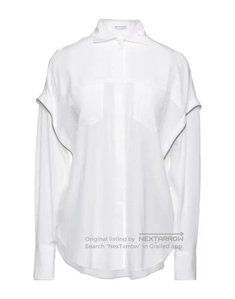 Brunello Cucinelli Brunello Cucinelli Fully beaded wave bat-sleeve silk blous Size M / US 6-8 / IT 42-44 - 8 Thumbnail