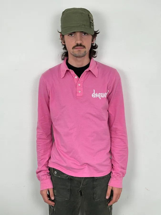 Dsquared2 SS2005 Dsquared2 Pink «Mr Catenacci » Print Longsleeve Polo Size US M / EU 48-50 / 2 - 3 Thumbnail