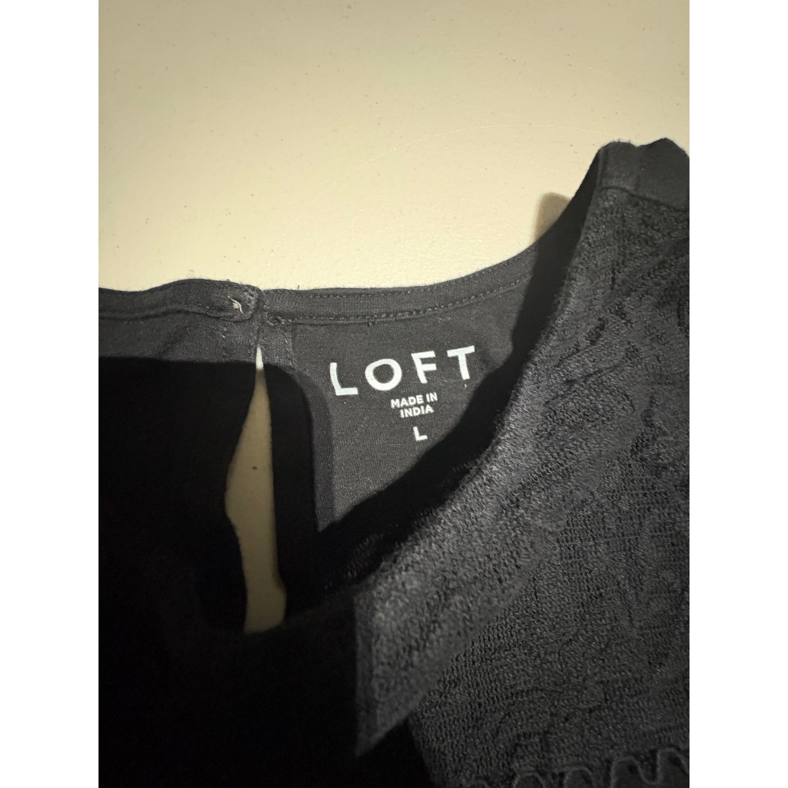Loft LOFT Women’s Black Blouse Size Large Lace Short Sleeve Size L / US 10 / IT 46 - 2 Thumbnail