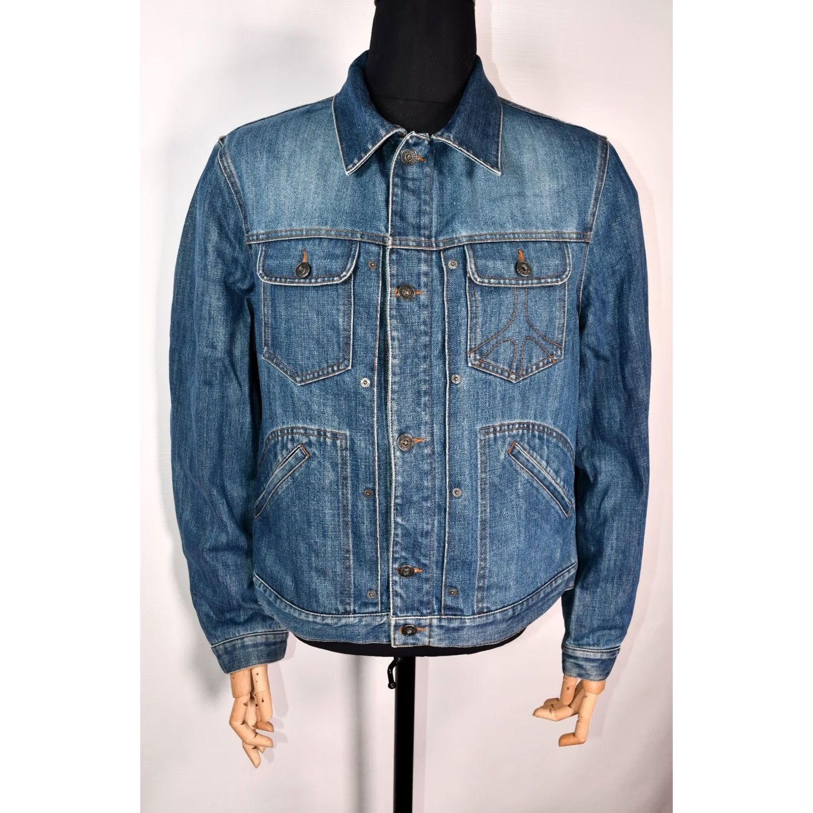 Moschino VINTAGE MOSCHINO Denim Jacket Mens USA 36, Blue, Cotton, 100% Cotton, Button Zip, Solid, Size 36, Made in Italy, Moschino Jacket, Casual Mens Size US XXS / EU 40 - 3 Thumbnail