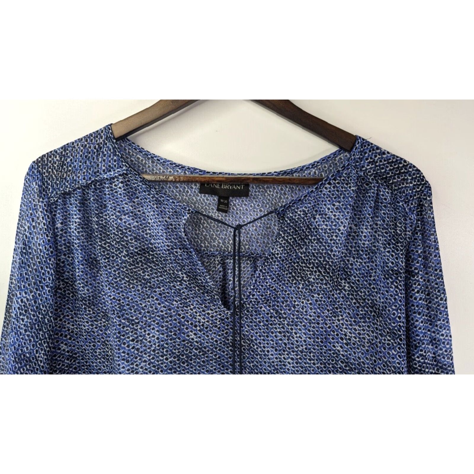 Vintage Lane Bryant Blouse Tunic Shirt Women’s Blue Sheer Long Sleeve Size 18/20 Blouse/Top/V-Neck, Polyester, Chiffon, Plus, Womens Size XXL / US 16-18 / IT 52-54 - 2 Thumbnail