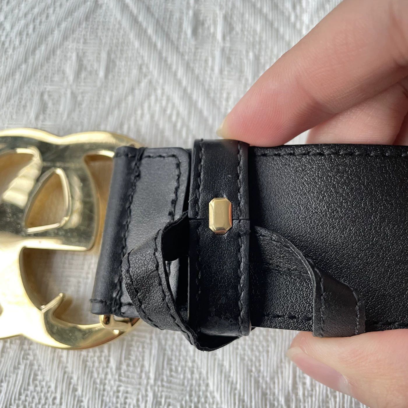Gucci GUCCI GG Marmont Black Leather Belt Unisex 3cm Size ONE SIZE - 4 Thumbnail