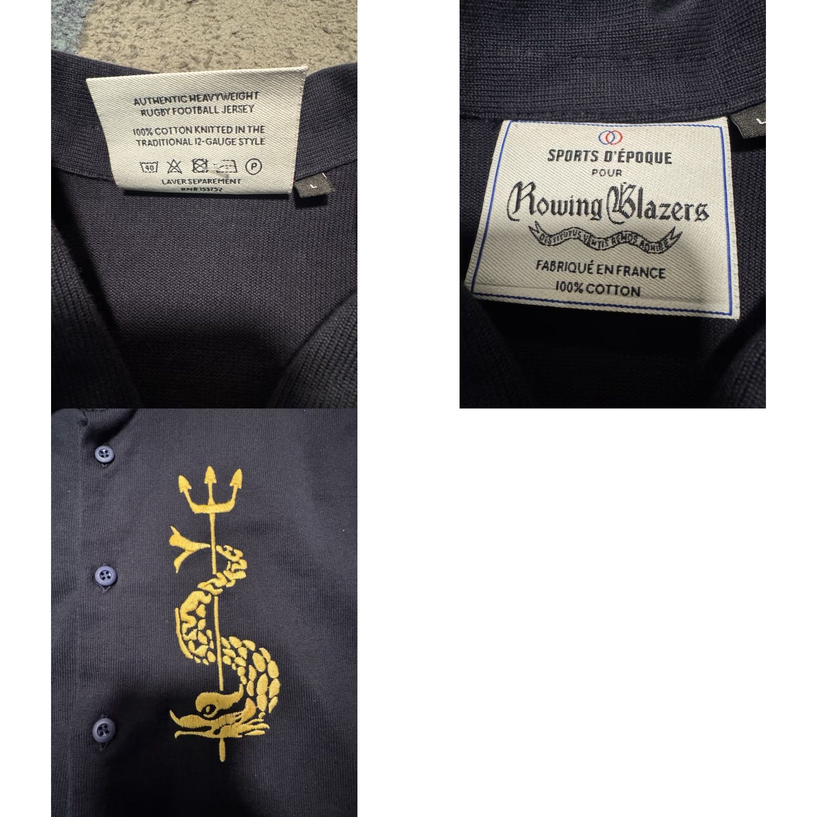 Rowing Blazers Rowing Blazers x Sports d’Époque Heavyweight Rugby Cardigan Jersey France Made L Size US L / EU 52-54 / 3 - 9 Thumbnail