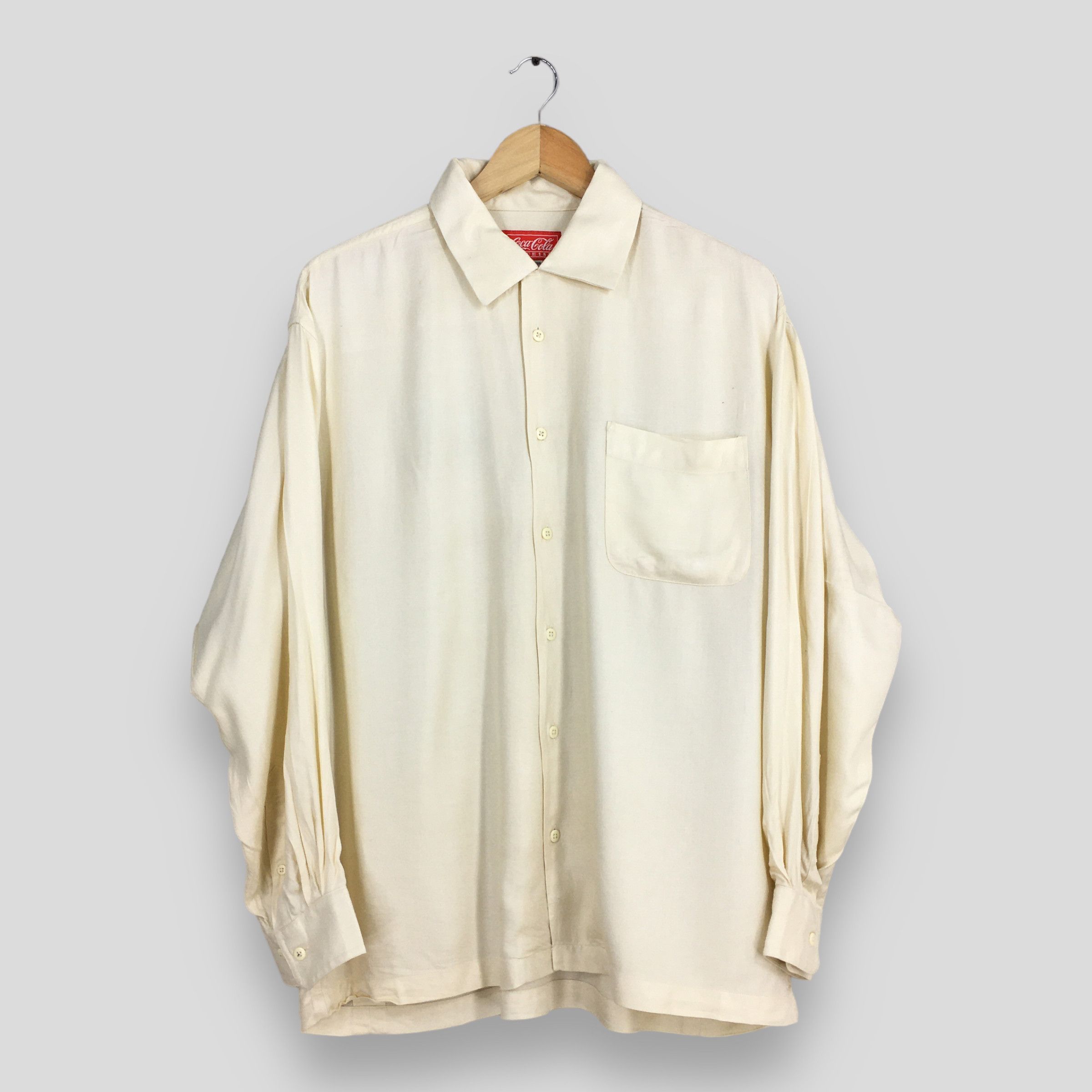 Designer Vintage 80's Coca Cola Flannel Yellow Rayon Shirt Large Size US L / EU 52-54 / 3 - 1 Thumbnail