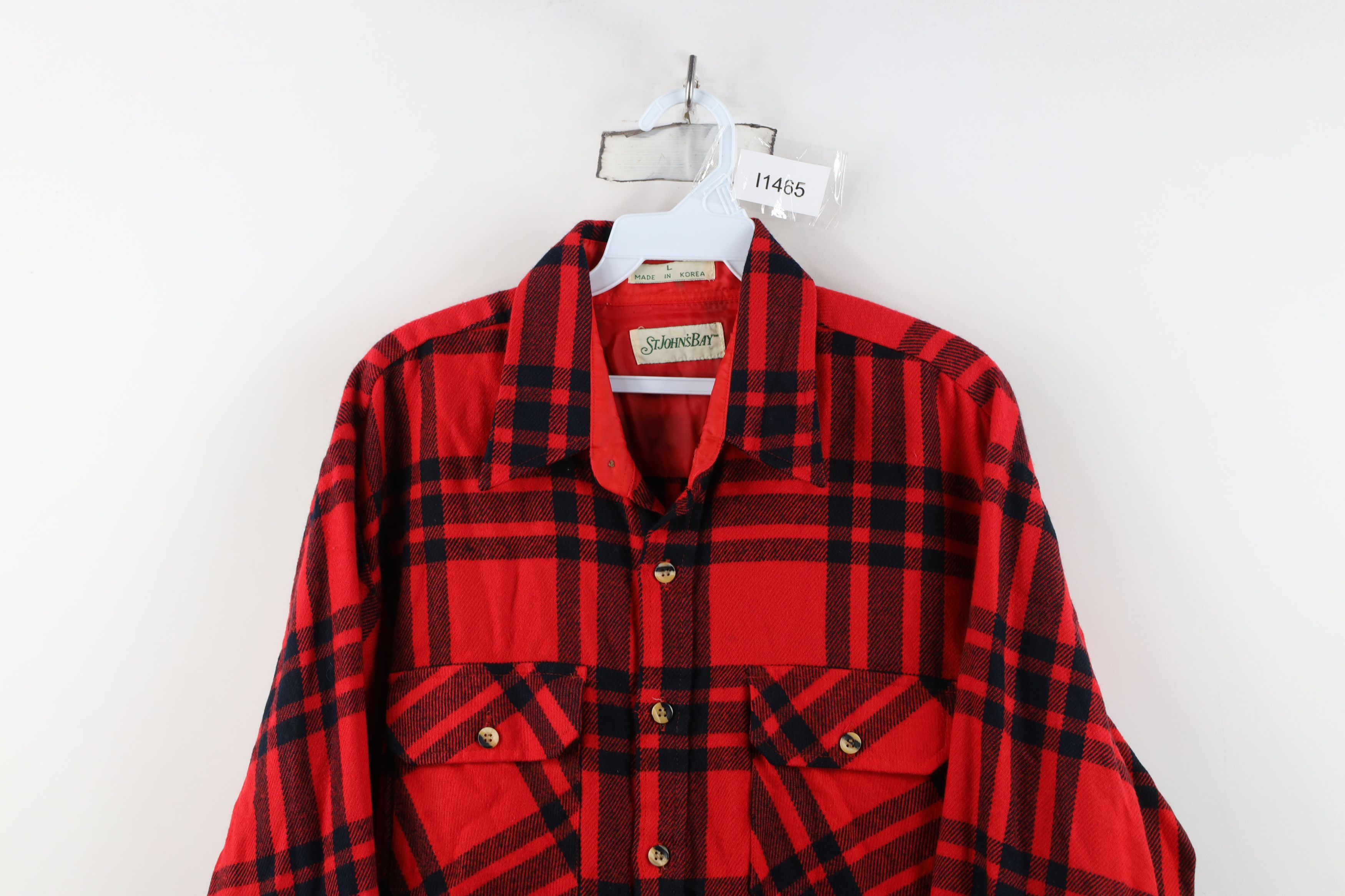 Vintage Vintage 70s Streetwear Knit Collared Button Shirt Red Size US L / EU 52-54 / 3 - 2 Thumbnail