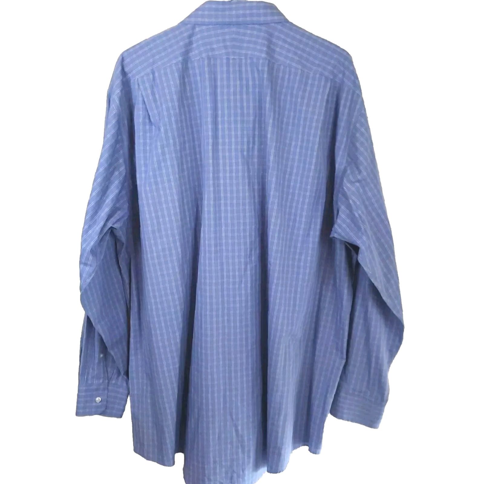 Lands' End Lands' End Men's Big & Tall 19-37 Traditional Fit Blue Check No Iron Twill Shirt Size US XXL / EU 58 / 5 - 6 Thumbnail