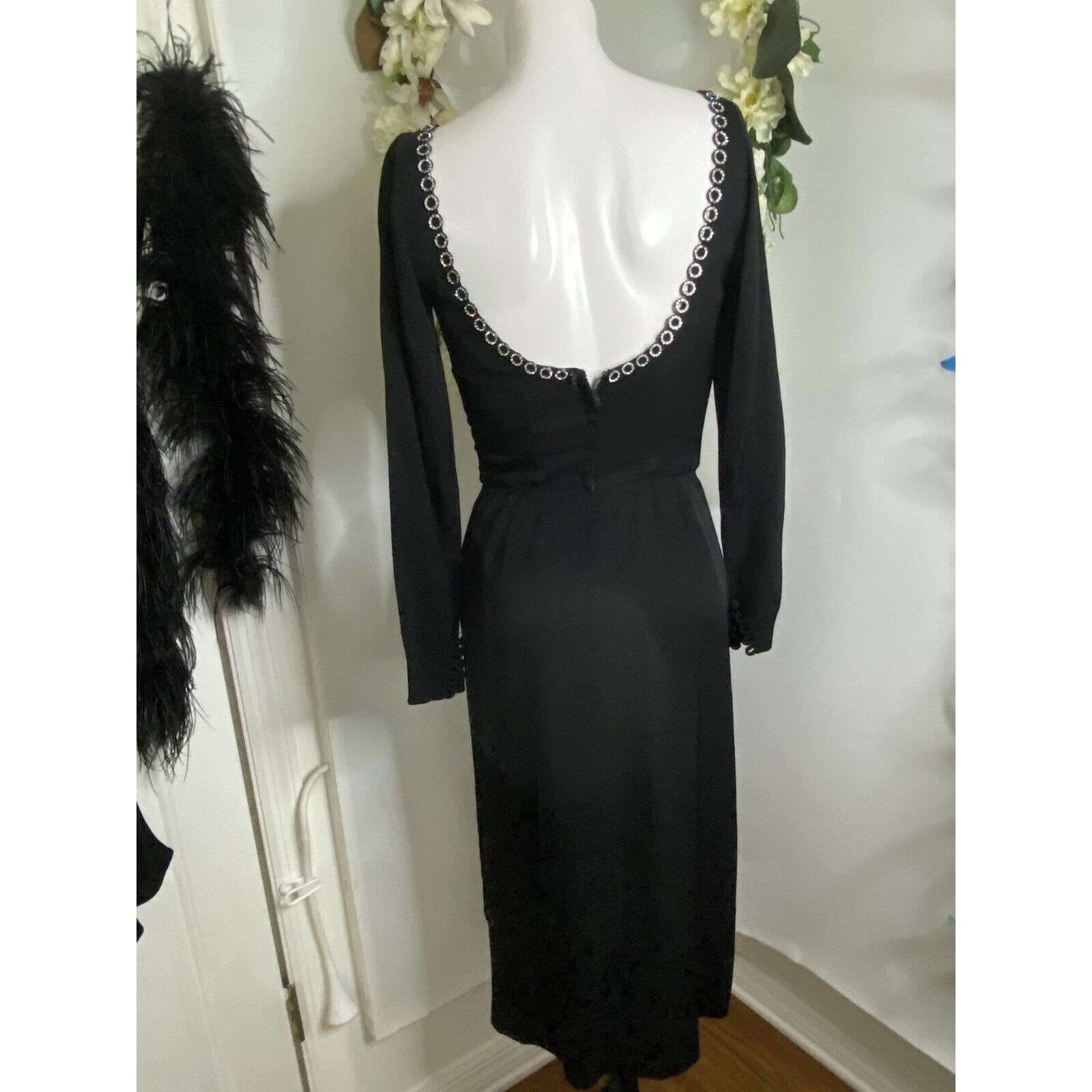 Vintage Vintage 1970s Jack Hartley Miami Black Corset Cocktail Midi Size XS / US 0-2 / IT 36-38 - 18 Thumbnail