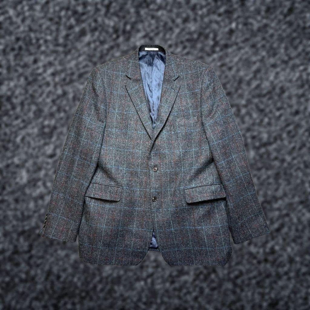 Chester Barrie Chester Barrie Blazer Mens 46L Wool Gray Check Savile Row Tuxedo Style Jacket Size 46R - 1 Thumbnail