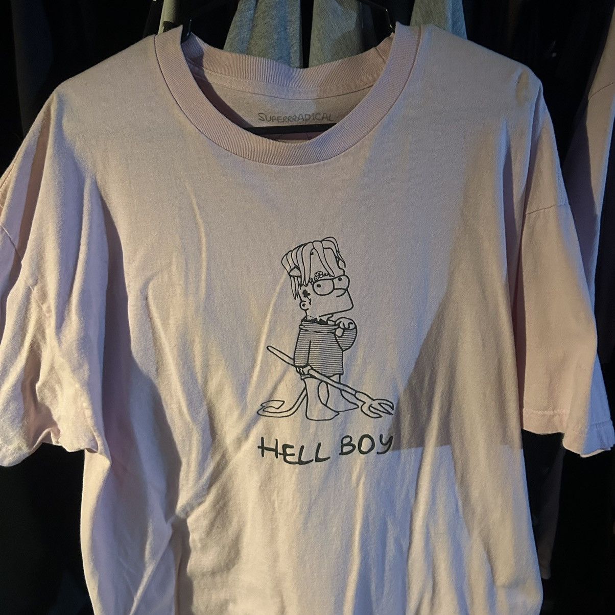 image of Lil Peep Superrradical Hellboy Tee XL in Pink, Men's