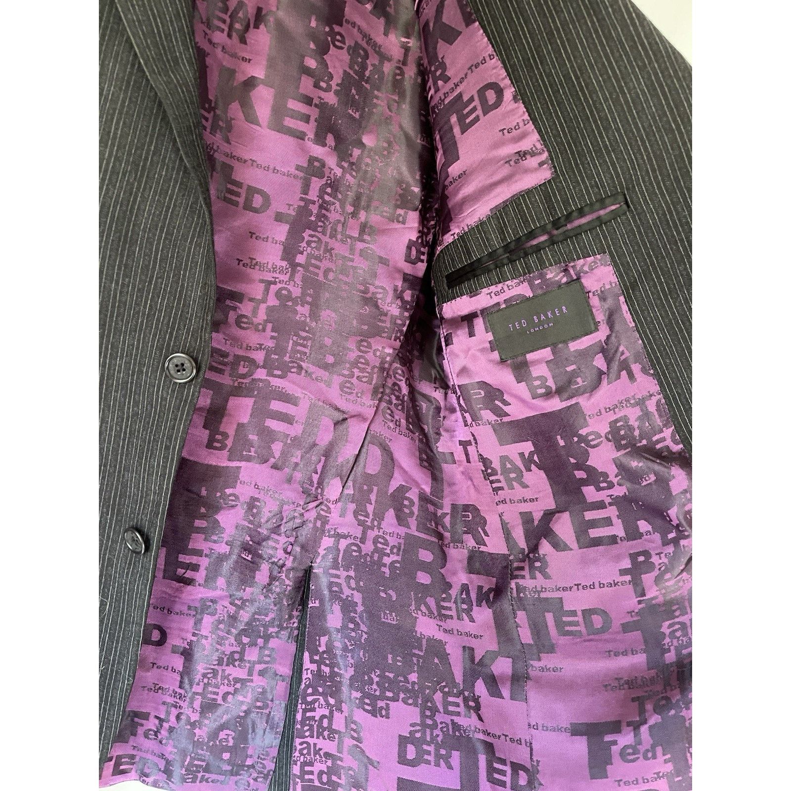 Ted Baker Ted Baker Mens Black Stripe Sport Coat 40R Italy 100% Wool Size 40R - 4 Thumbnail