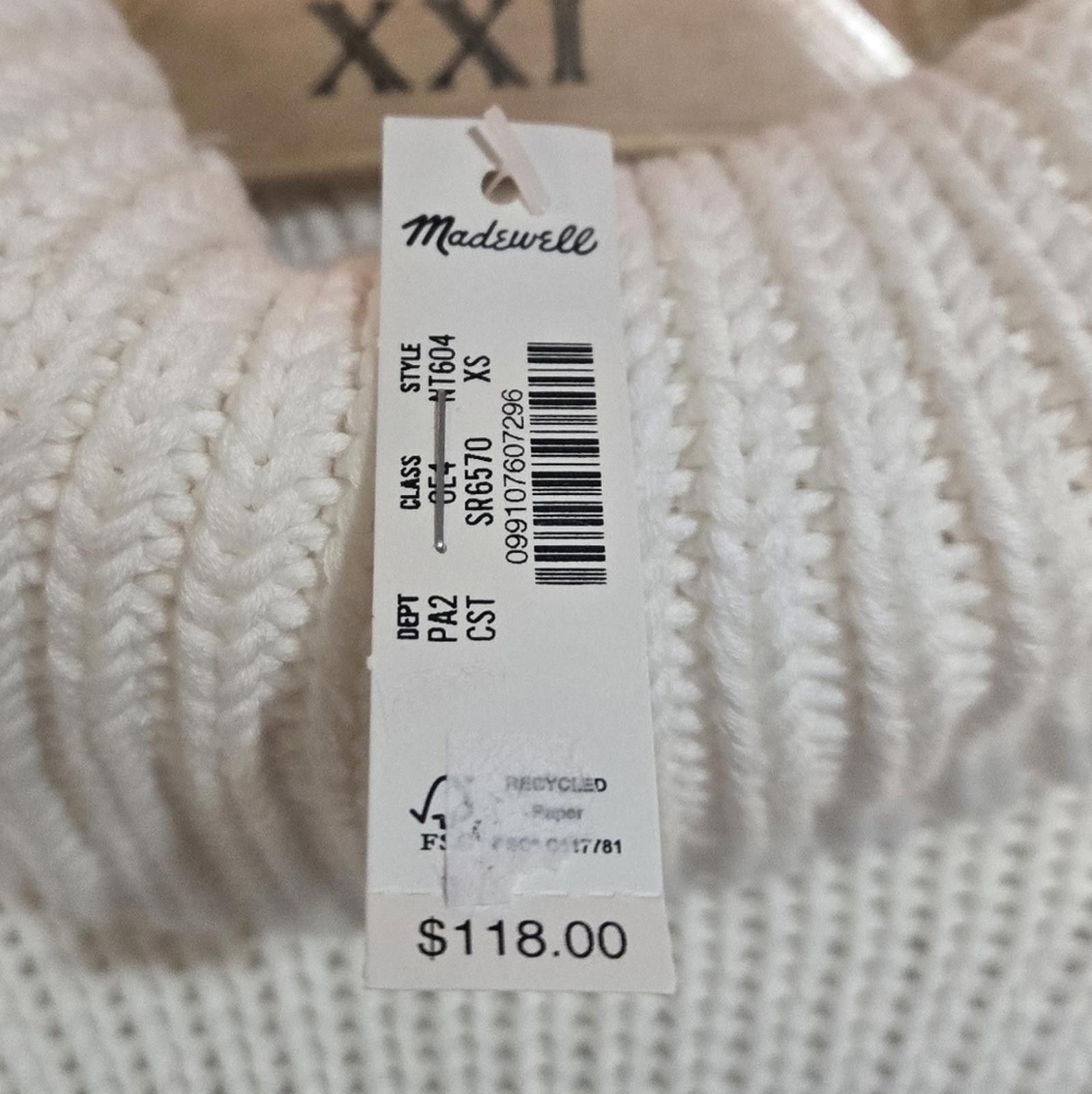 Madewell Madewell Ribbed Cotton Turtleneck Sweater in Stripe Size XS / US 0-2 / IT 36-38 - 2 Thumbnail