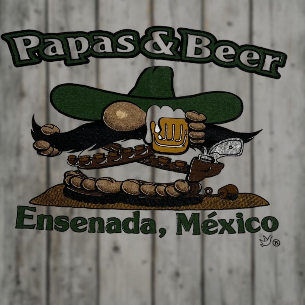 VINTAGE Papas & Beer Esenada Mexico Shirt XL White 1990s Single Stitch Graphic Tee Mens Womens Hanes TeeJoys Brand Tee Joys
