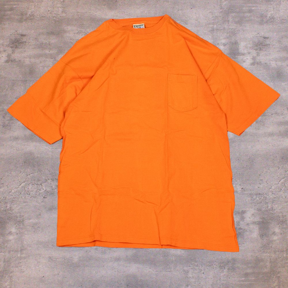 Vintage Vintage 1990s TT & CO Pocket Single Stitch Sun Fadeed Orange Tee Size US L / EU 52-54 / 3 - 1 Thumbnail