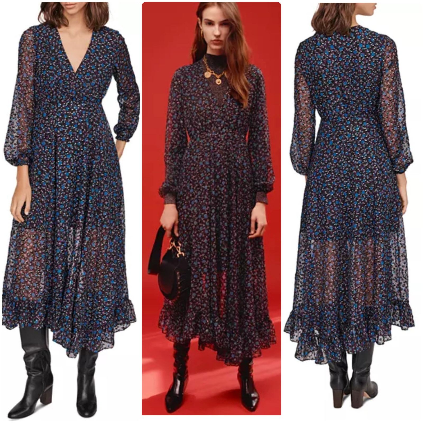 Maje Maje Revana Floral Burnout Velvet Dress size 1 S Size S / US 4 / IT 40 - 1 Thumbnail