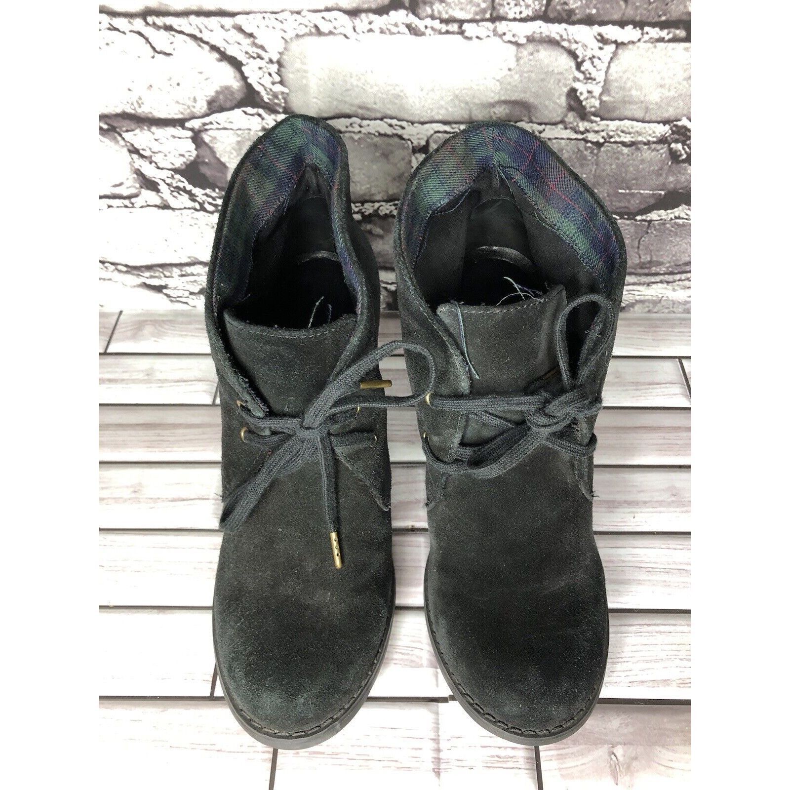 Clarks Indigo Clarks Black Suede Leather Ankle Stacked Heel Booties Size US 8 / IT 38 - 18 Thumbnail