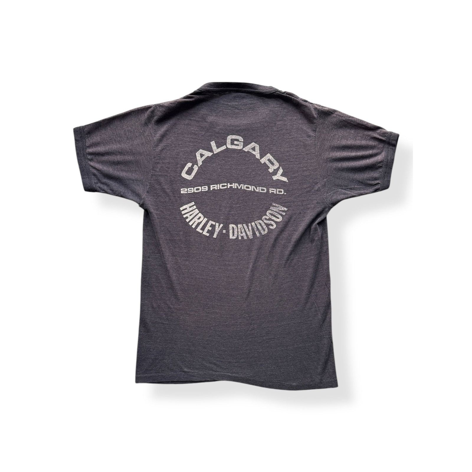 Harley Davidson × Vintage Vintage Faded Calgary Harley Davidson Ringer Tee SZ S Size US M / EU 48-50 / 2 - 2 Thumbnail