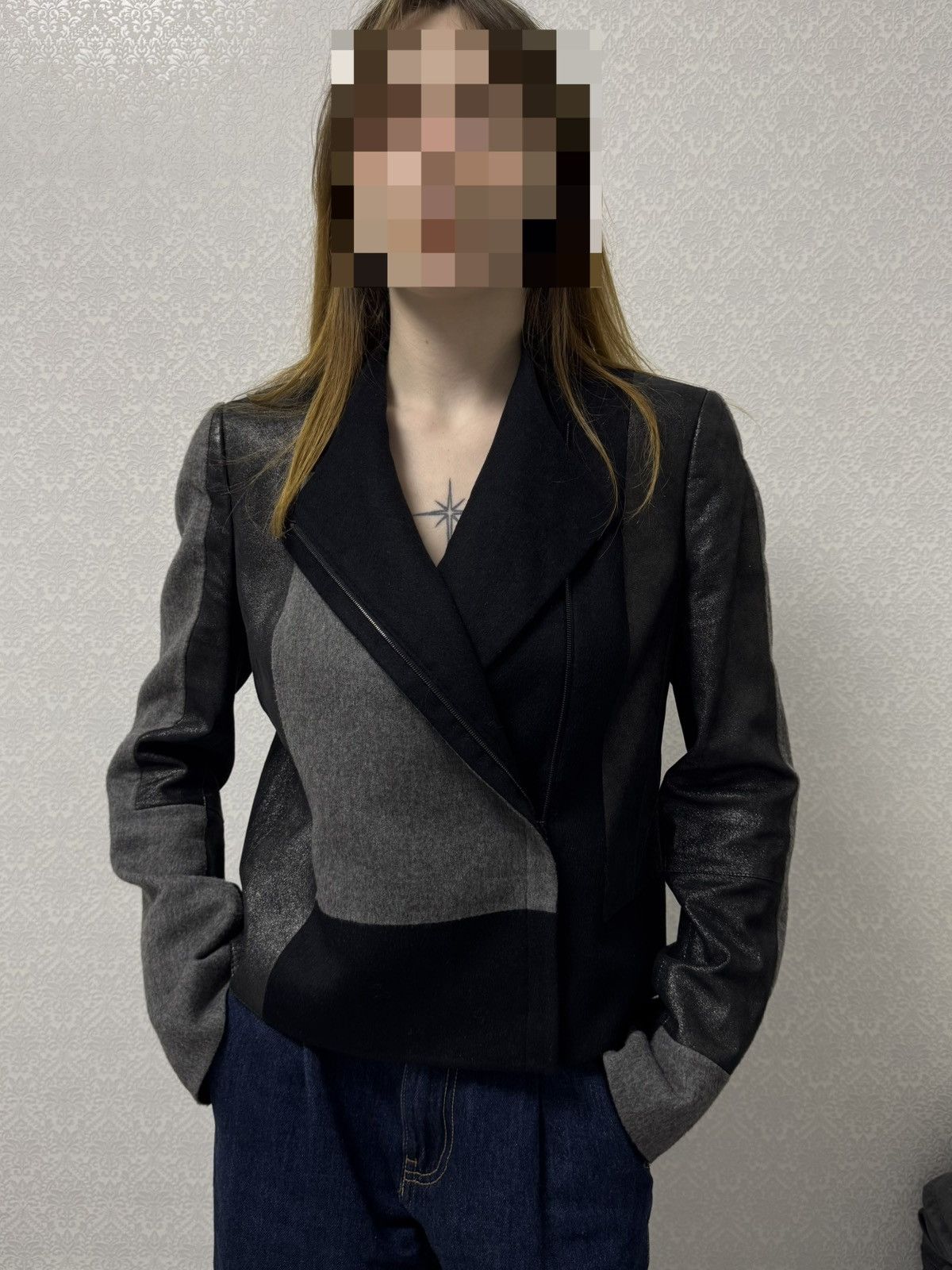 Akris Akris Asymmetric Mixed-Media Wool & Calf Leather Jacket Size M / US 6-8 / IT 42-44 - 17 Thumbnail
