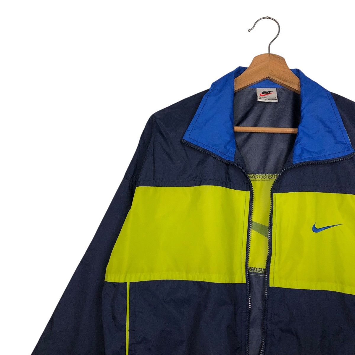 Nike Vintage Nike Swoosh Windbreaker — Electric Yellow Panel Size US M / EU 48-50 / 2 - 8 Thumbnail