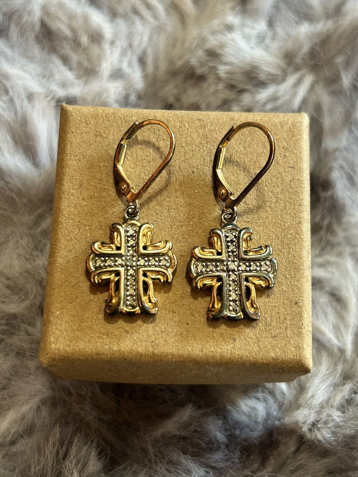 Vintage Vintage Ross Simons genuine diamond 925 cross earrings Size ONE SIZE - 1 Thumbnail