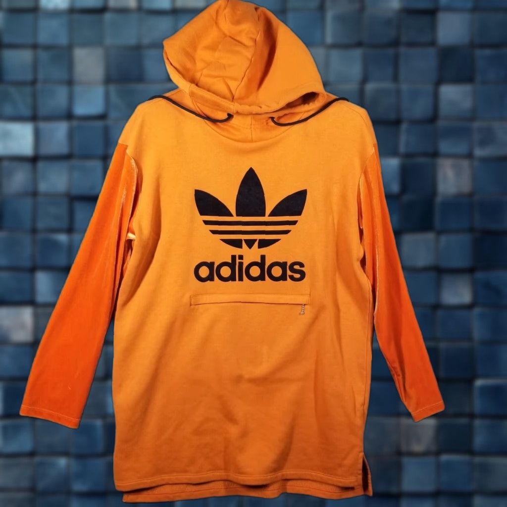 Adidas VINTAGE Adidas Sweatshirt Hoodie Women's Small Velvet Sleeve Logo Tunic All Seasons Orange (Adult Women) Size S / US 4 / IT 40 - 1 Thumbnail