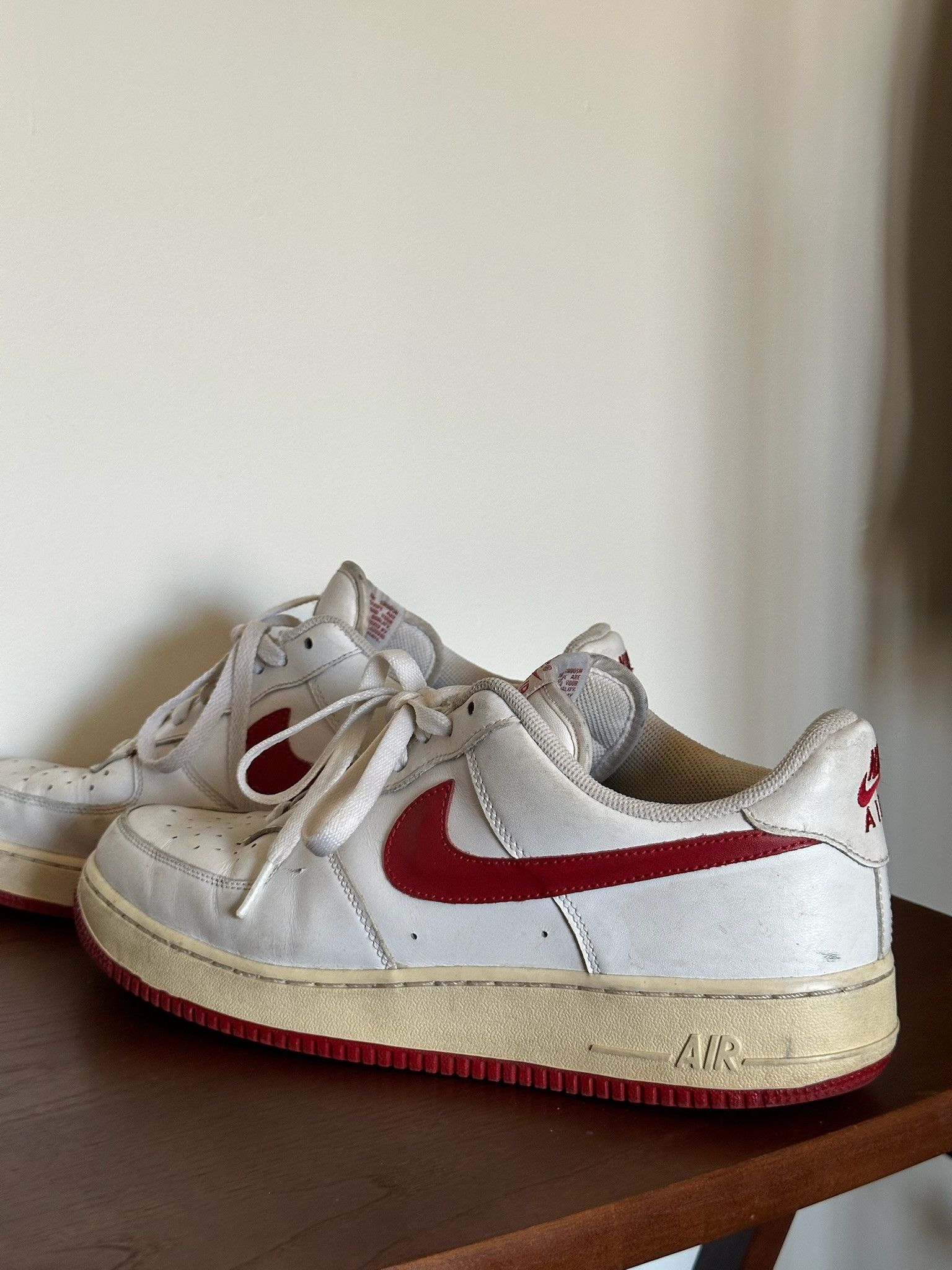 Nike Vintage 2008 NIKE Air Force 1 Low '07 White Varsity Red Size US 10.5 / EU 43-44 - 3 Thumbnail