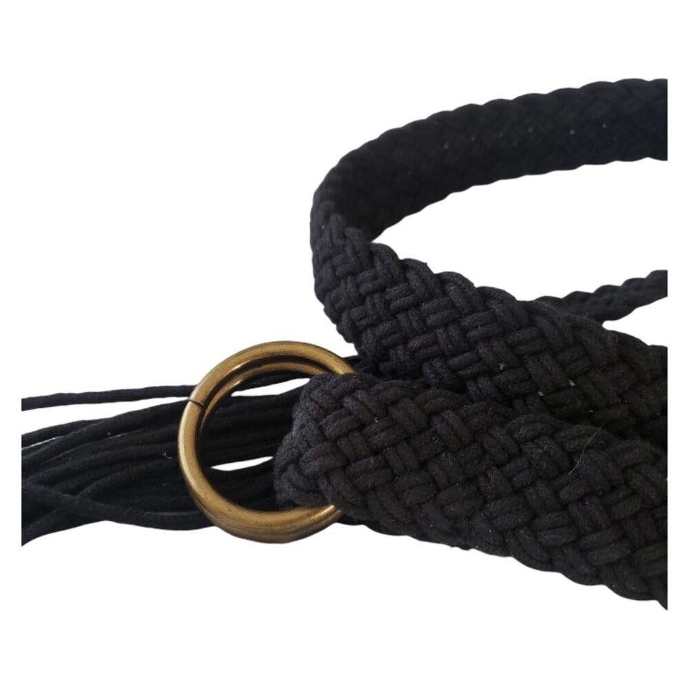 Designer Vintage Black Weaved Rope Belt with Tassels Size ONE SIZE - 3 Thumbnail