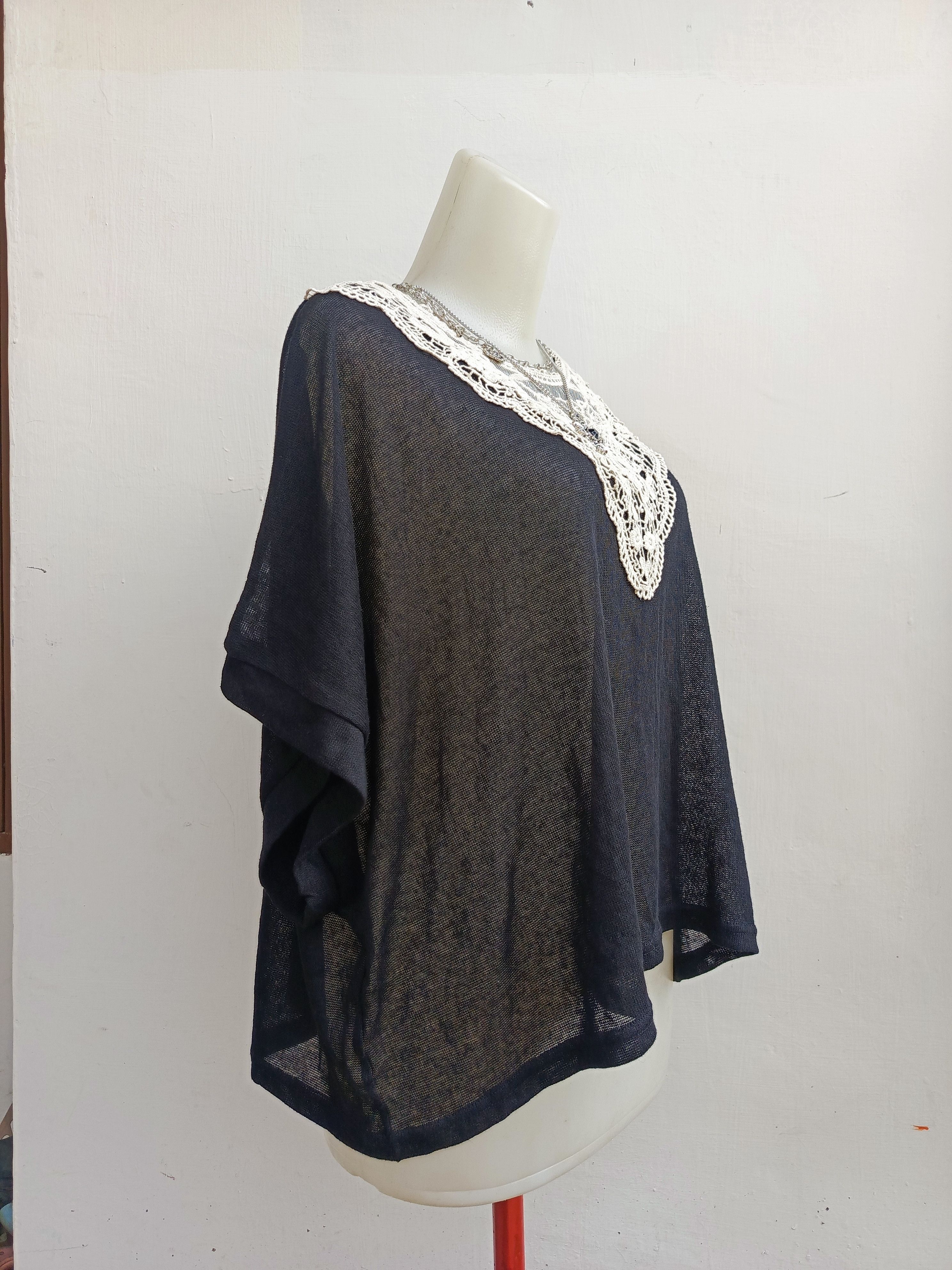 Japanese Brand Ventviolet Lace Trim Blouse Size M / US 6-8 / IT 42-44 - 3 Thumbnail
