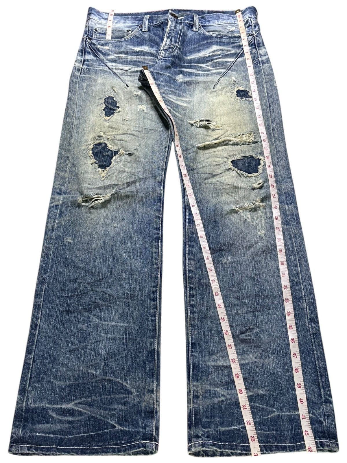 semanticdesign Vintage Semantic Design Patchwork Mud Wash Baggy Jeans Size US 32 / EU 48 - 16 Thumbnail