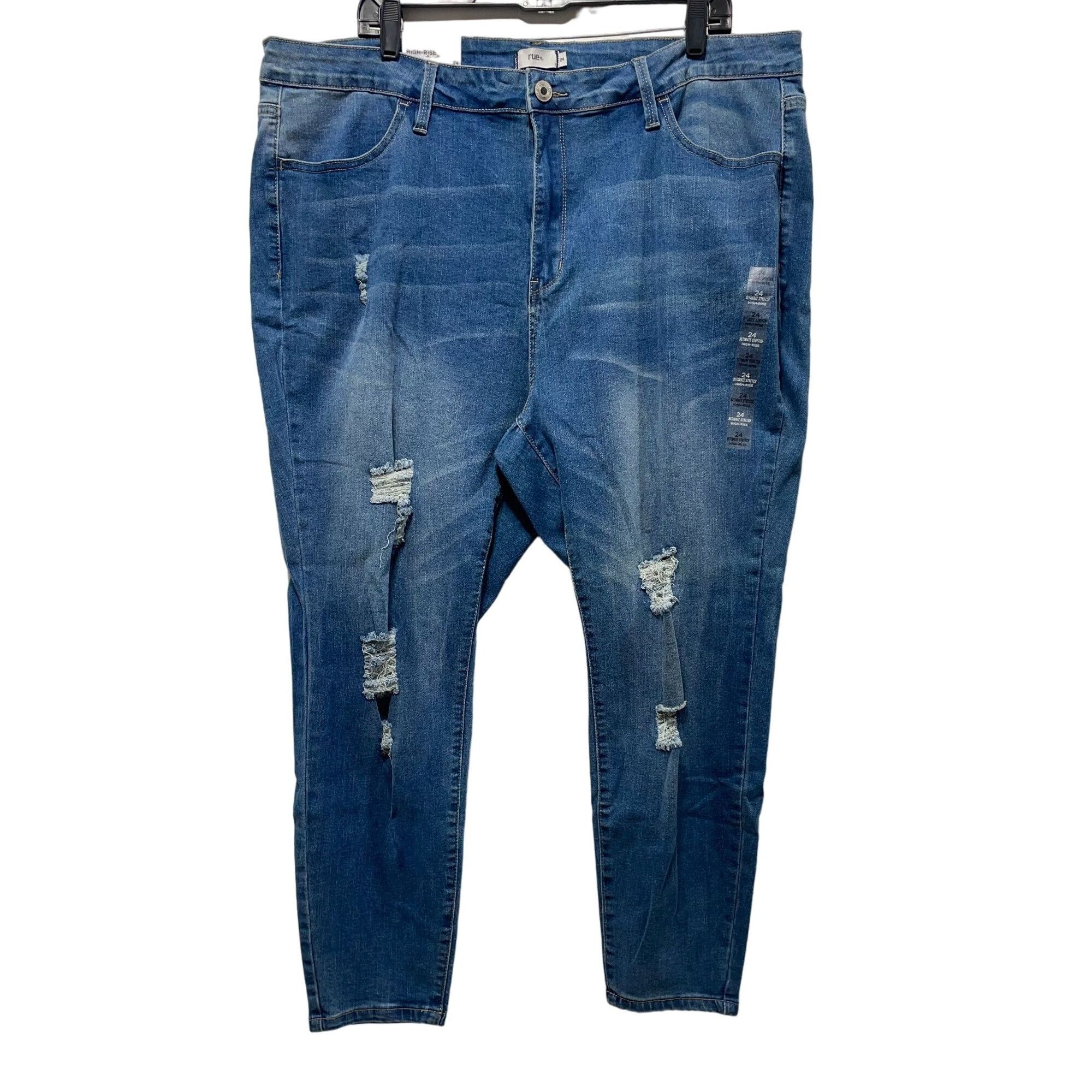 Other Rue + - Women's Ultimate Stretch High-Rise Jeans Distressed Size 42" / US 20 - 1 Thumbnail