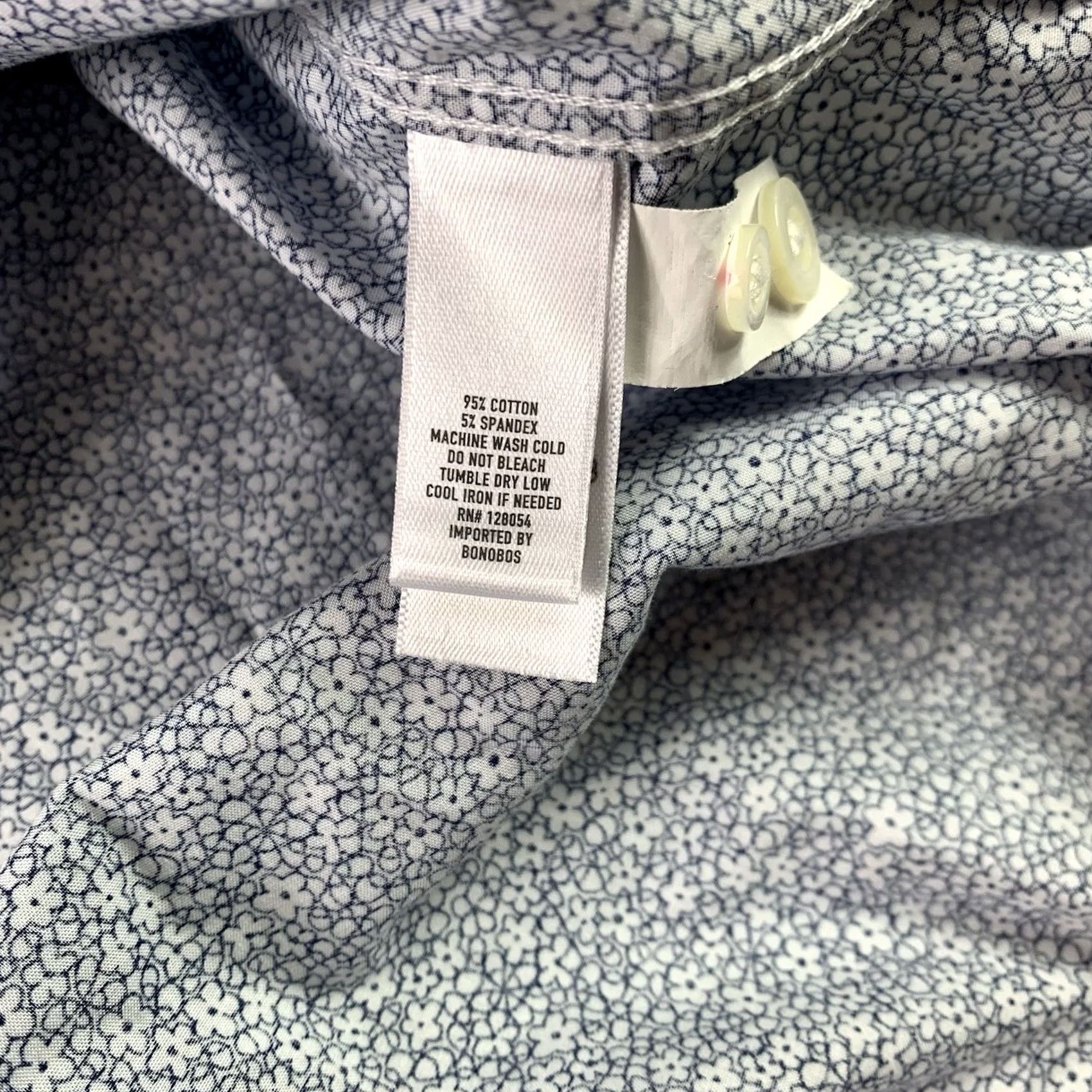 Bonobos Bonobos Stretch Button-Up Shirt Mens XXL blue white floral Long Sleeve Regular Slim Cotton Woven Floral Pattern Casual Men Size US XXL / EU 58 / 5 - 6 Thumbnail