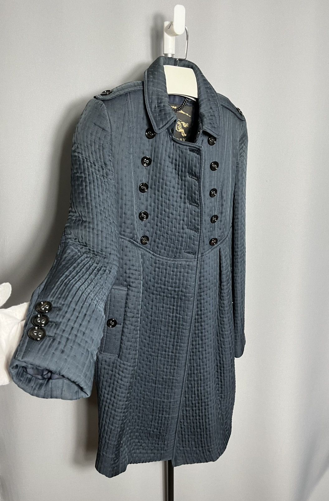 Burberry Burberry blue trench coat in wool and silk jacket button Size M / US 6-8 / IT 42-44 - 4 Thumbnail