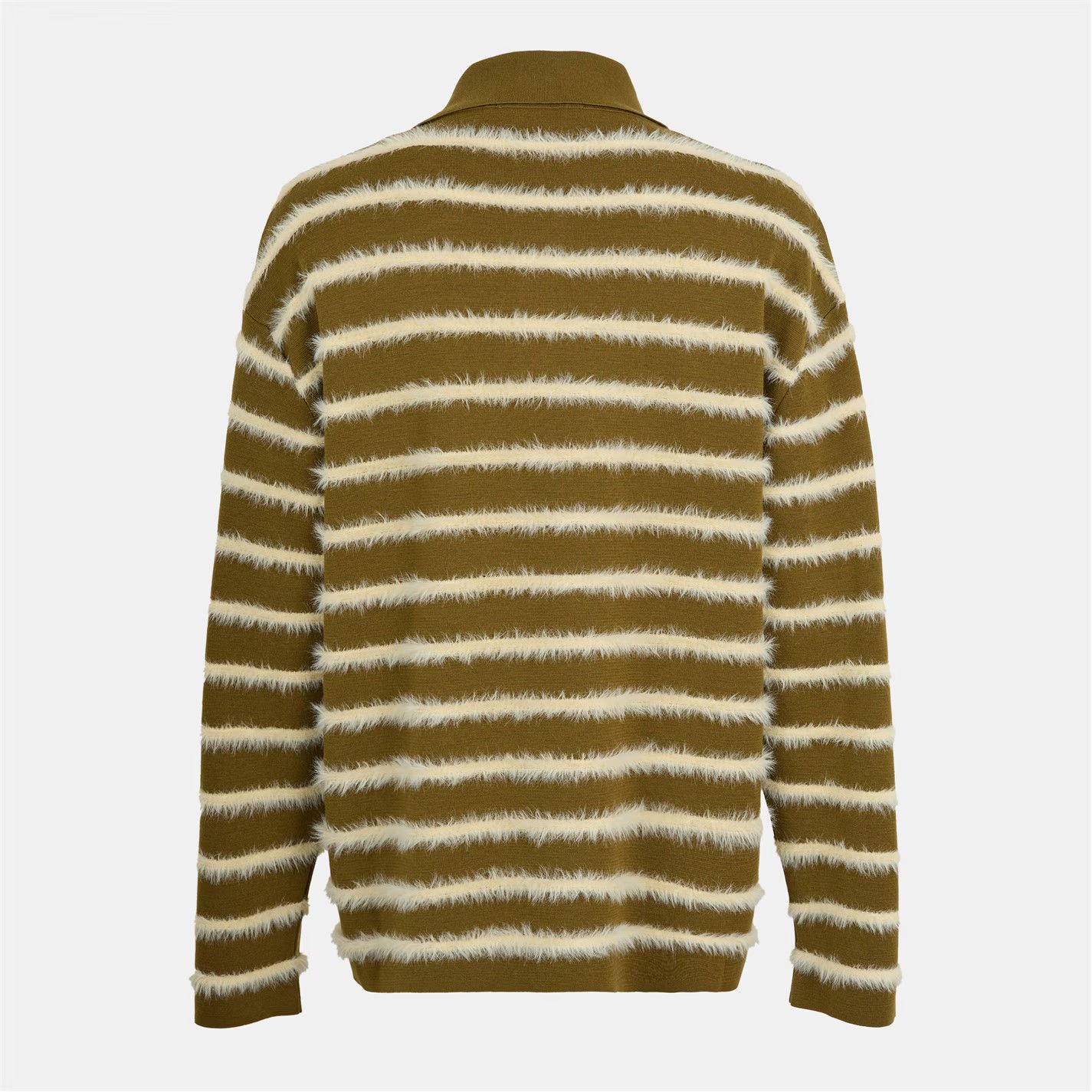 AMI o1g2r1mq0326 Fluffy Knitted Long Sleeve Polo Shirt Size US M / EU 48-50 / 2 - 2 Thumbnail