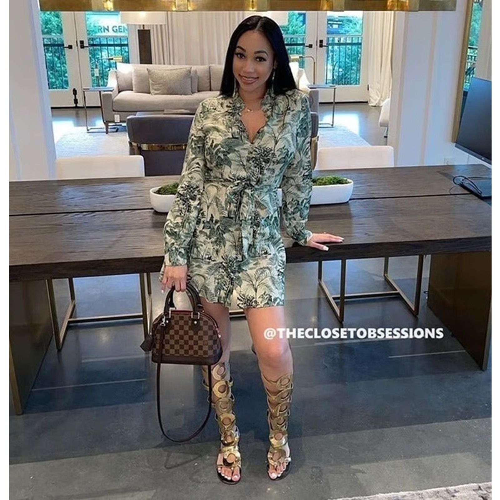 ZARA Green Printed Belted Dress NWT