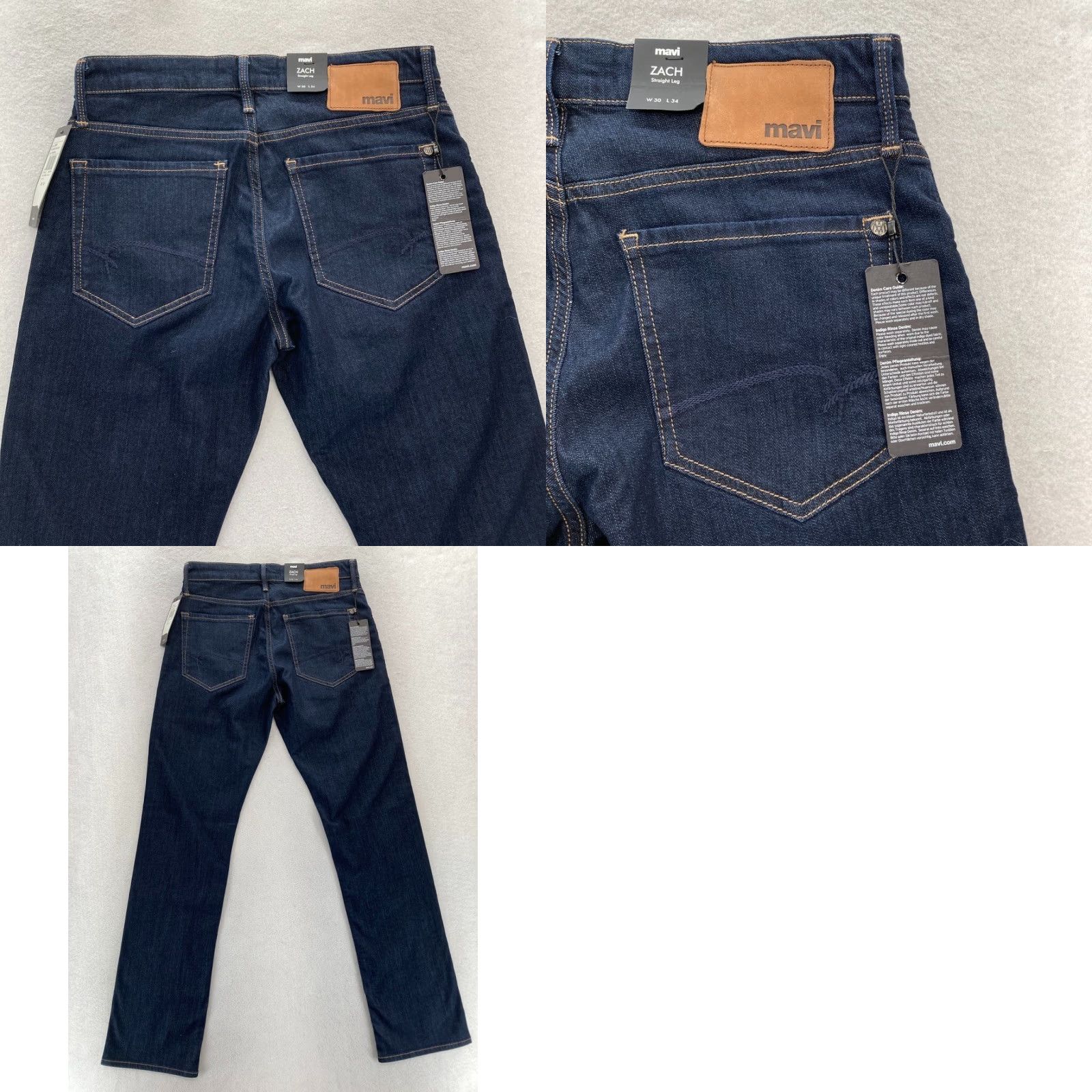 Vintage Mavi Jeans Zach Mens 30x34 Straight Leg Dark Wash Blue Stretch Denim Mid Rise Jeans Size US 30 / EU 46 - 9 Thumbnail