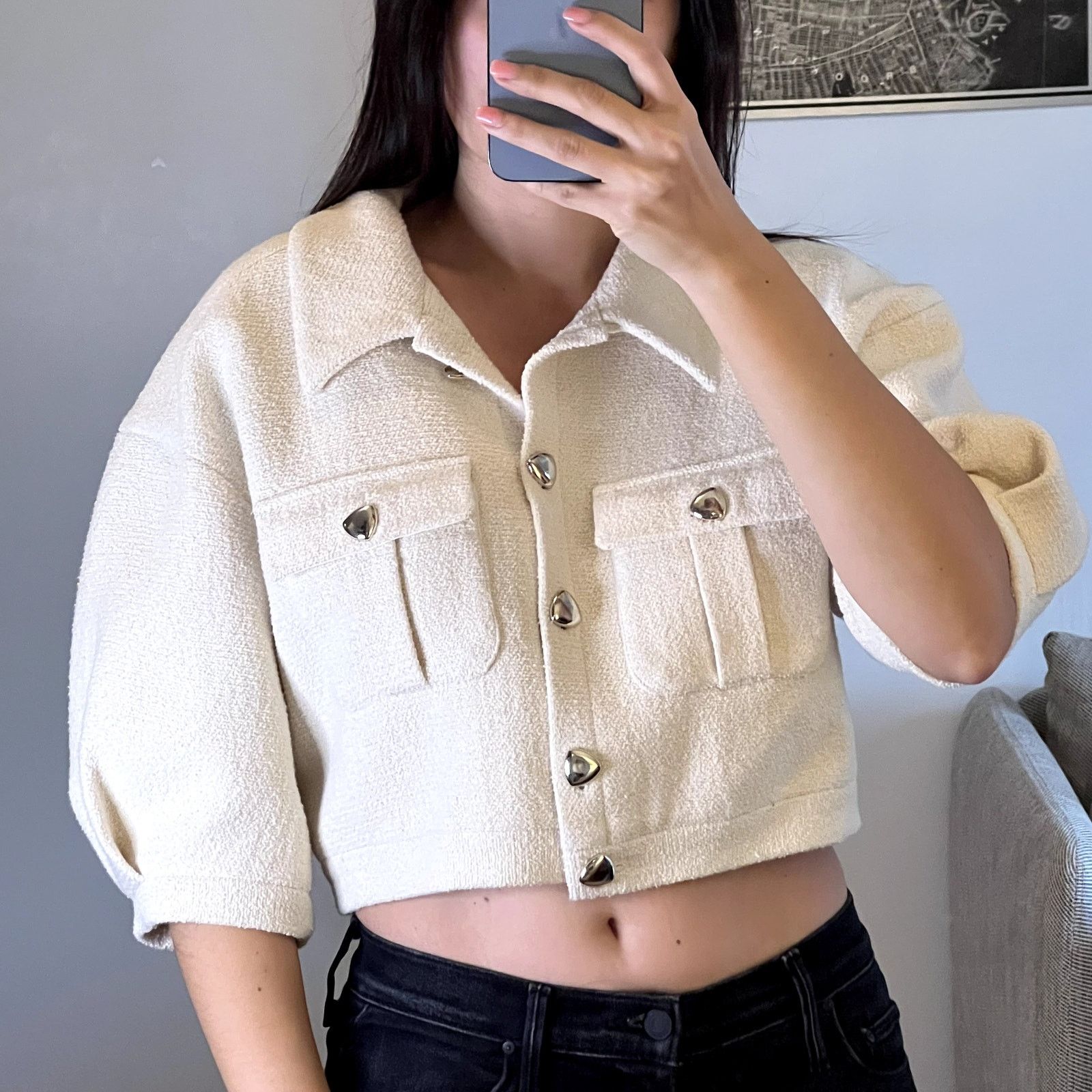 ba&sh Ba&Sh cropped Jacket Paleo Ecru Size L 3 New Size L / US 10 / IT 46 - 1 Thumbnail