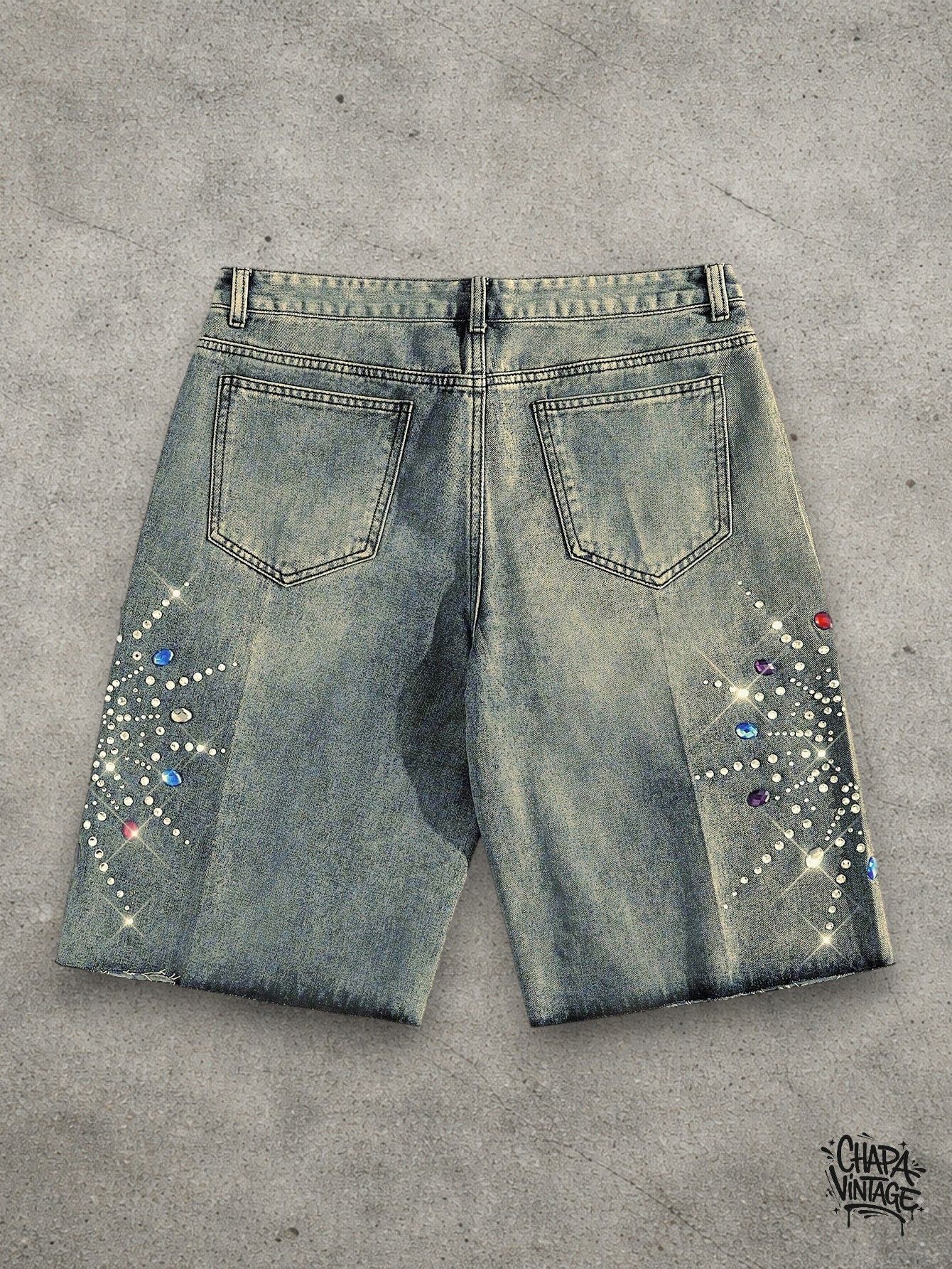 Japanese Brand Rhinestone washed shorts Size US 32 / EU 48 - 2 Thumbnail