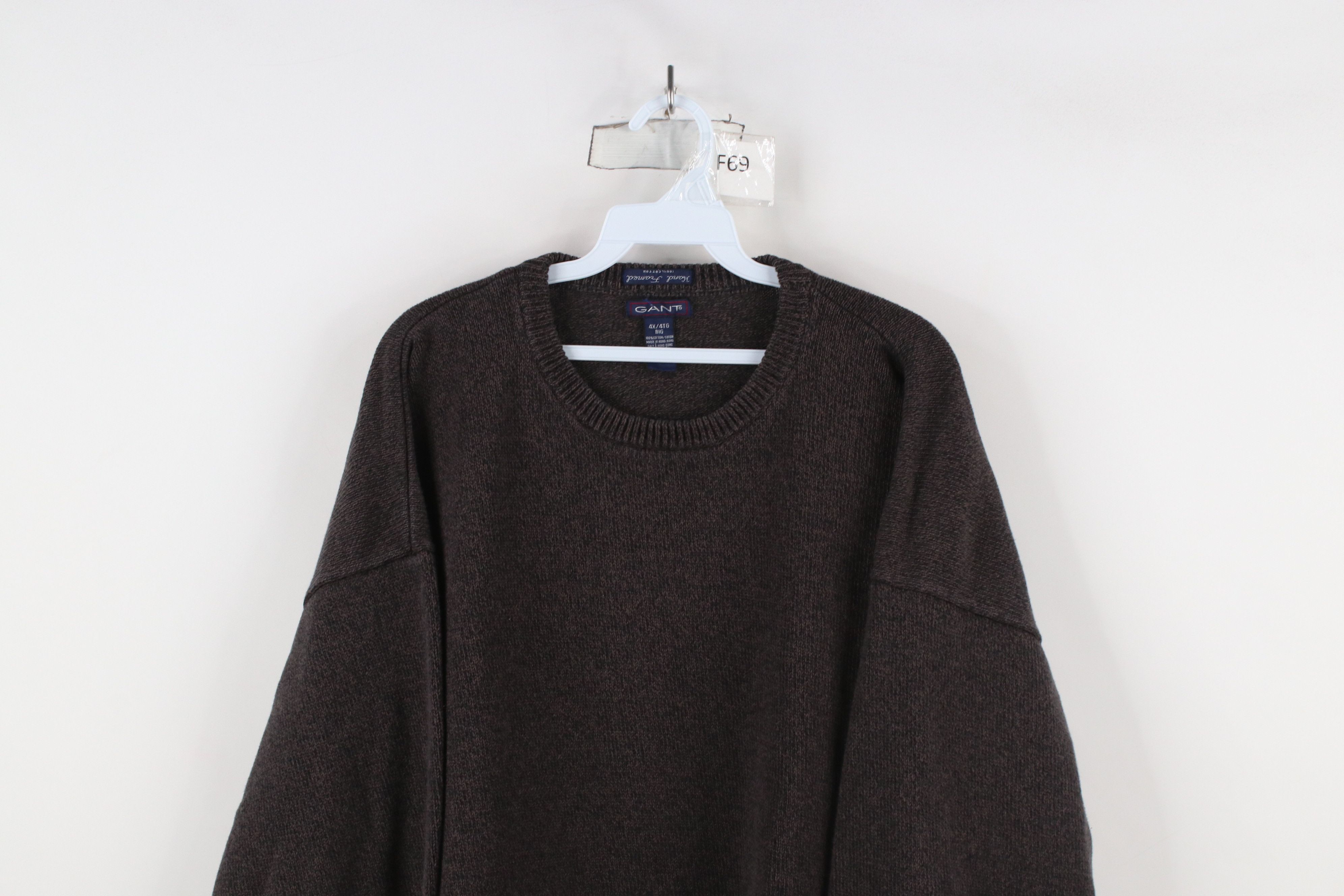 Vintage Vintage 90s Streetwear Cotton Knit Crewneck Sweater Brown Size US XXL / EU 58 / 5 - 2 Thumbnail