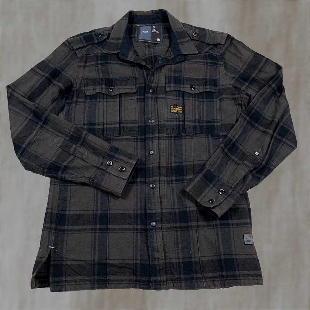 G-Star G Star Raw Shacket Men XL Black Gray Plaid Heavy Flannel Shirt Jacket Full Zip Size US XL / EU 56 / 4 - 1 Thumbnail