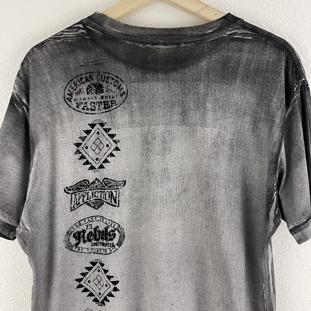 Affliction AFFLICTION Grey Black Skull American Customs Graphic Tee Size US M / EU 48-50 / 2 - 10 Thumbnail