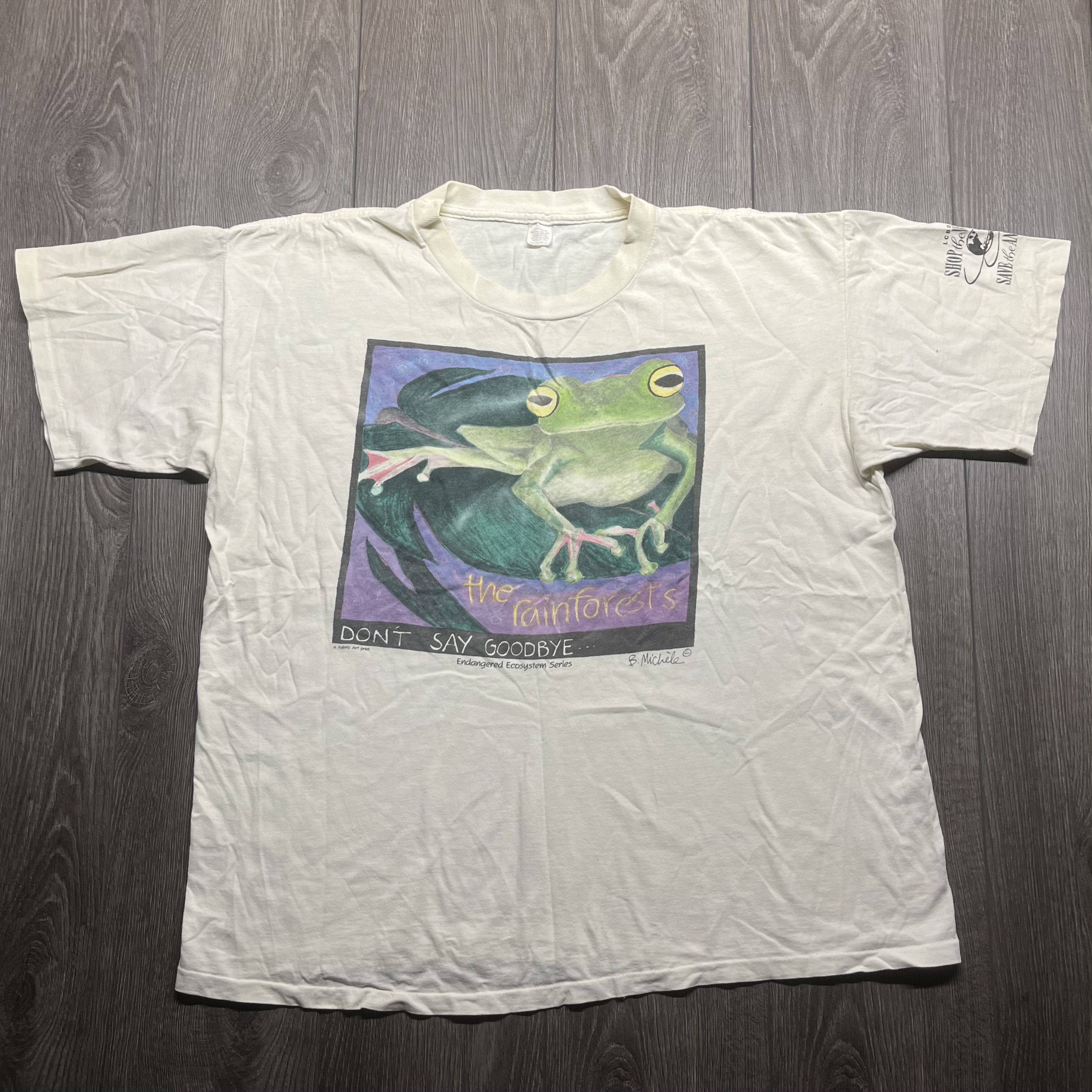 Vintage Vintage Frog Save The Rain Forest 1990s Art Shirt XL Size US XL / EU 56 / 4 - 1 Thumbnail