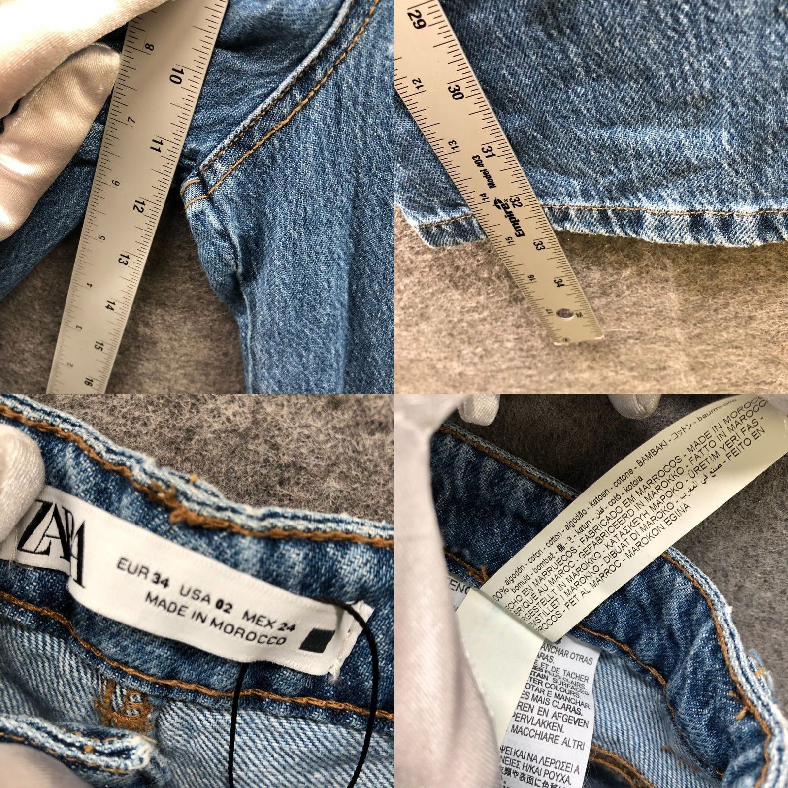 Zara Zara Baggy Cargo Jeans Womens 2 High Rise Wide-Leg Cotton Denim Blue Size 26" / US 2 / IT 38 - 8 Thumbnail