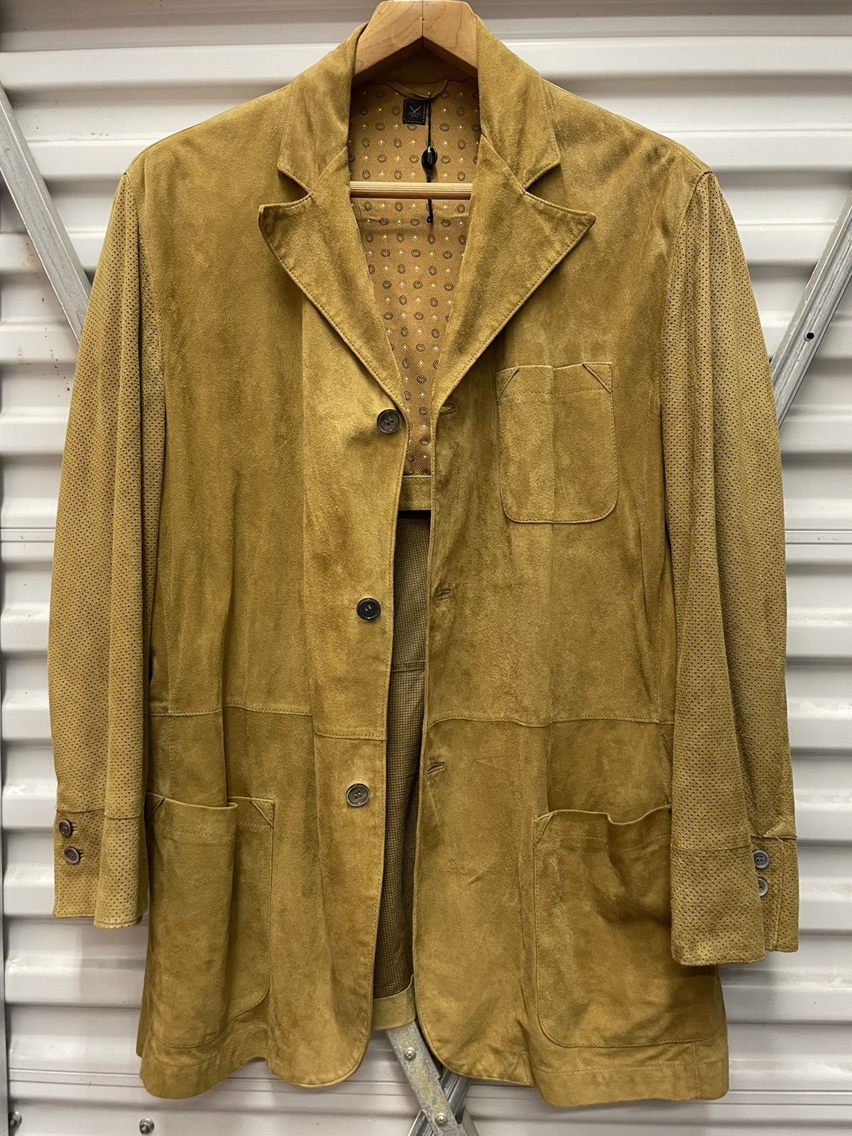 Cifonelli Suede Blazer Jacket Perforated Sleeves Made in Italy Size US XL / EU 56 / 4 - 8 Thumbnail