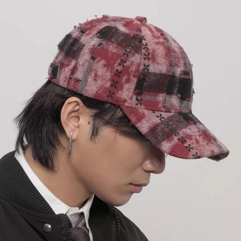 Japanese Brand Streetwear retro punk vintage distressed raw plaid check cap Size ONE SIZE - 1 Thumbnail