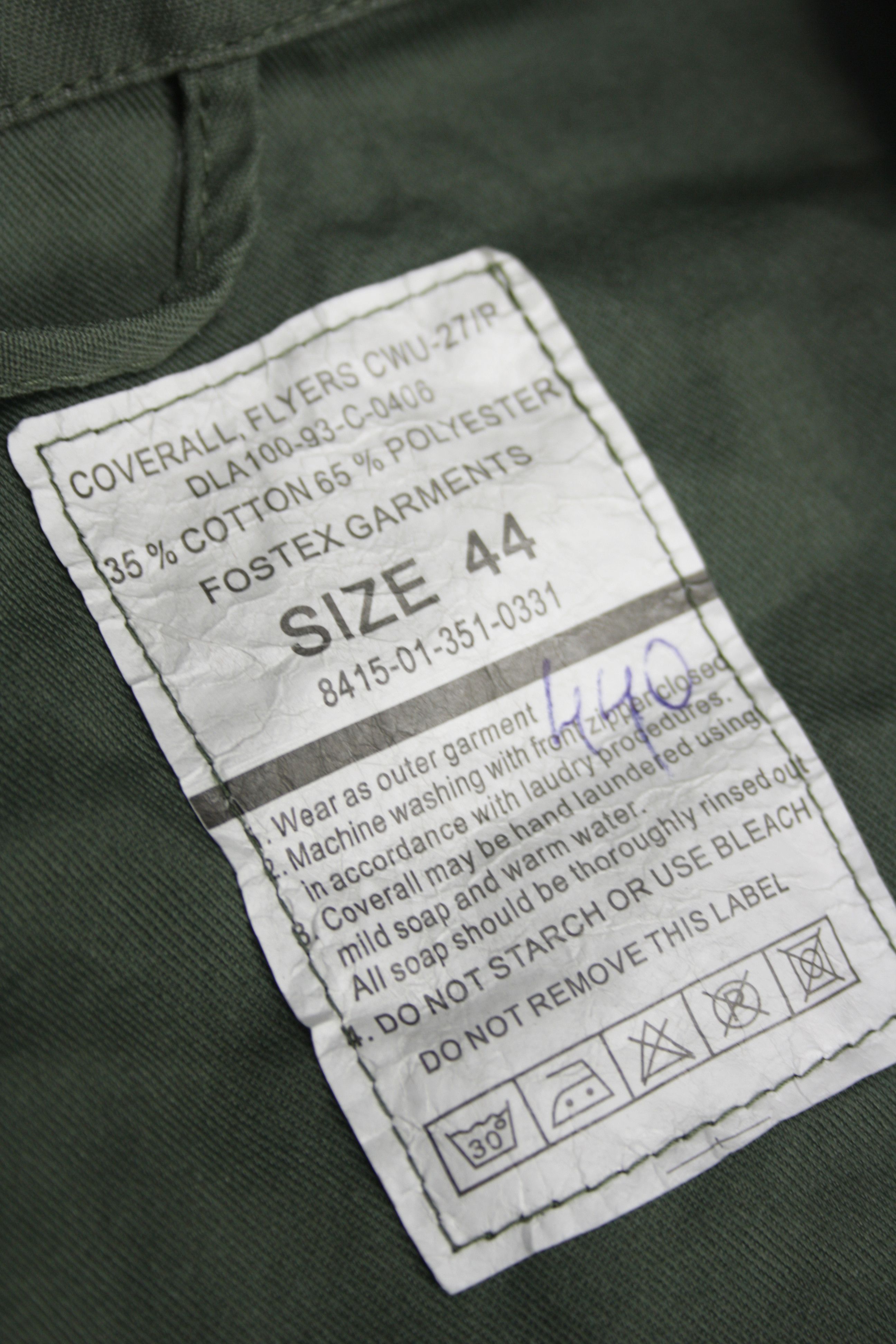 Fostex Garments Fostex US Army CWU-27 Flying Pilot Coveralls Jumpsuit Size US 34 / EU 50 - 5 Thumbnail
