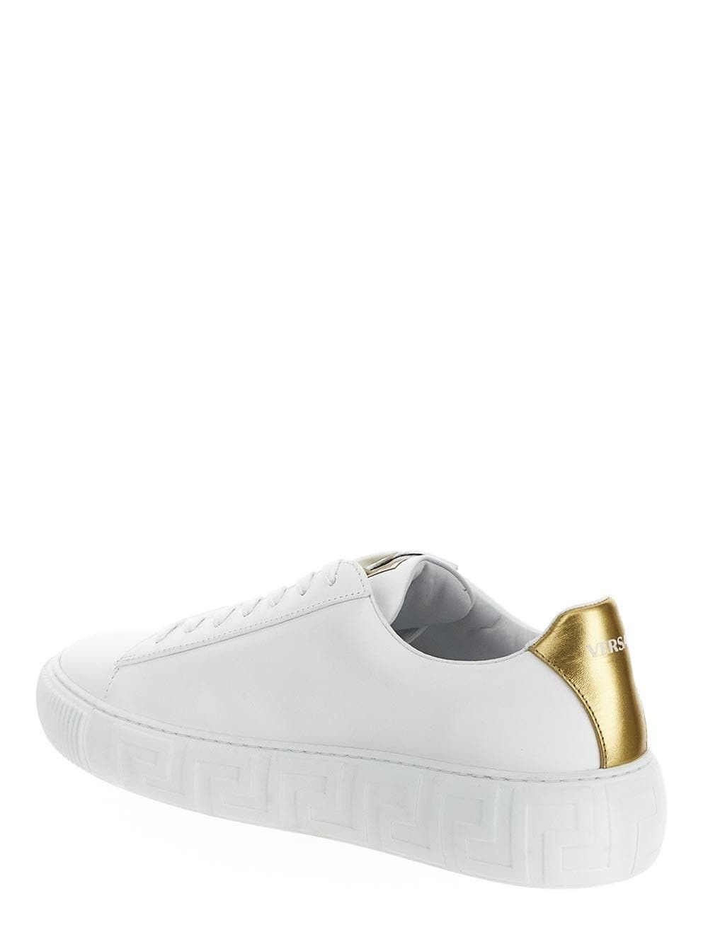 Versace o1y0425 Logo Low-Top Sneakers in White/Gold Size US 7 / EU 40 - 3 Thumbnail