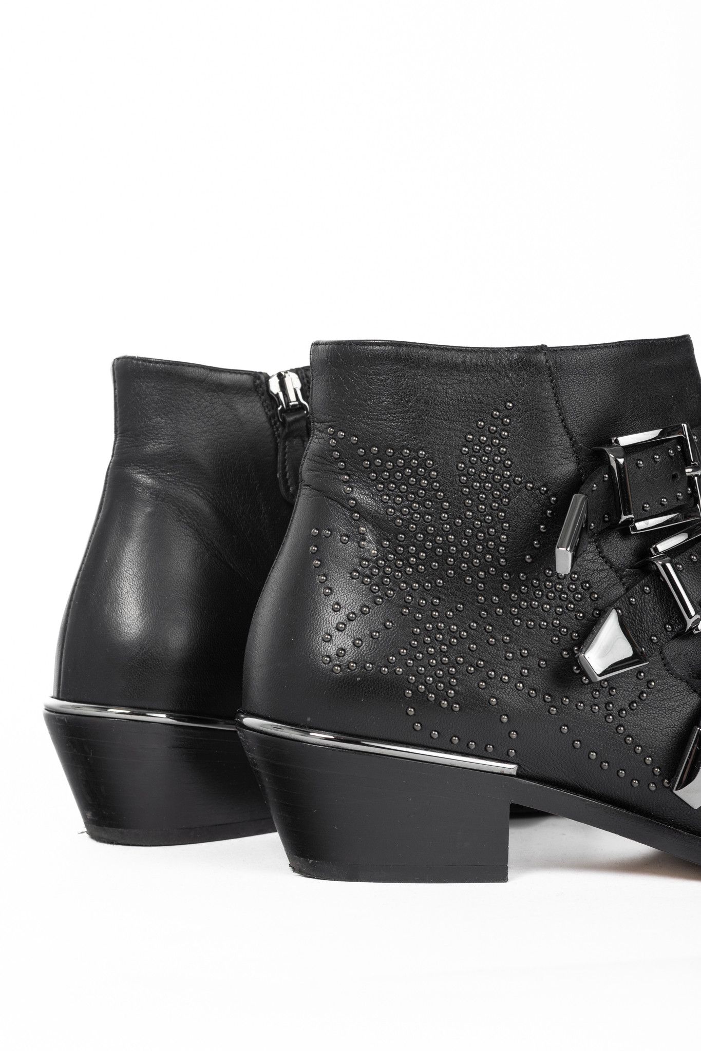 Chloe Chloe Susanna Black Studded Buckle Biker Ankle Boots Size US 5.5 / IT 35.5 - 9 Thumbnail