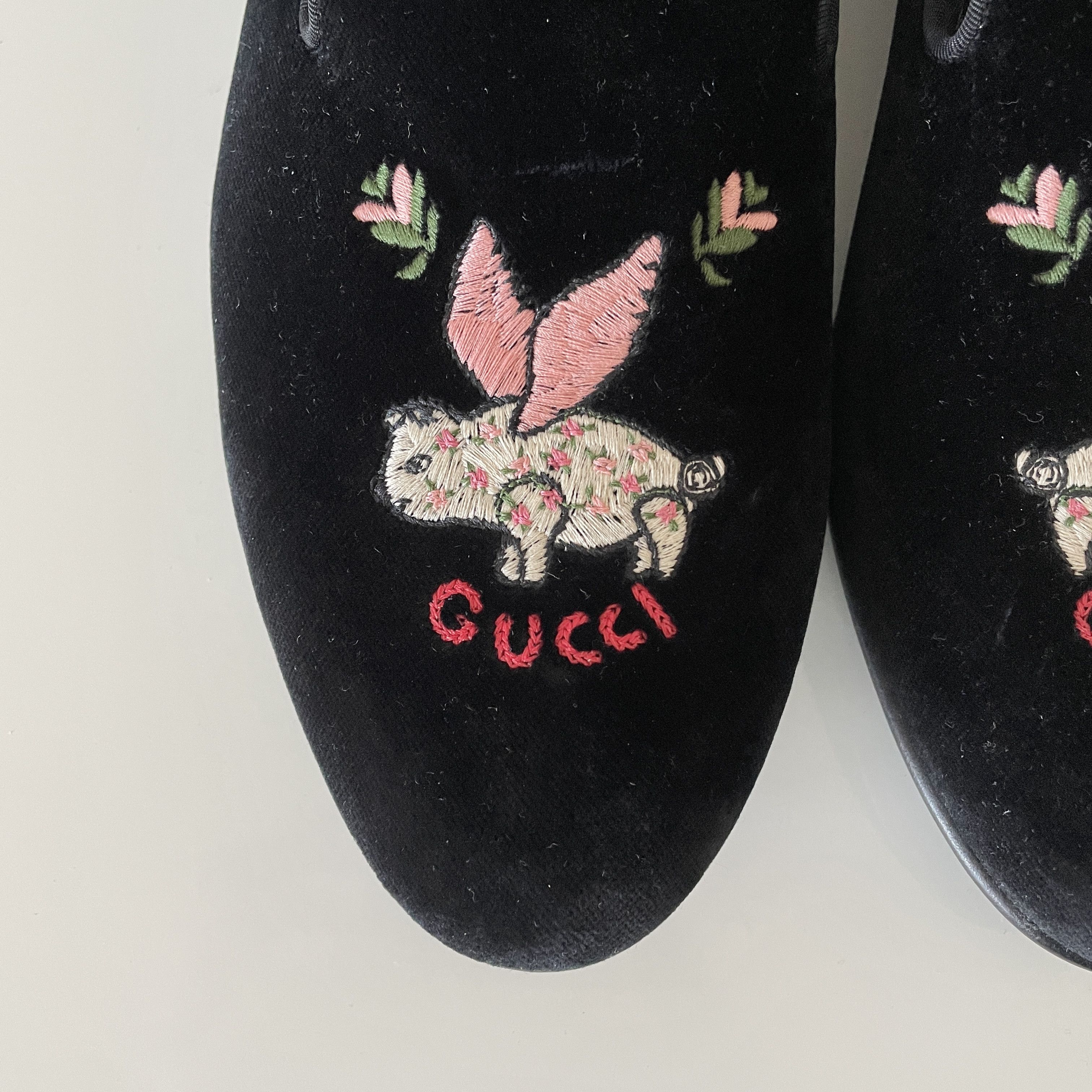 Gucci Gucci Runway Logo Flying Pig Velvet Leather Loafer Size US 11.5 / EU 44-45 - 7 Thumbnail