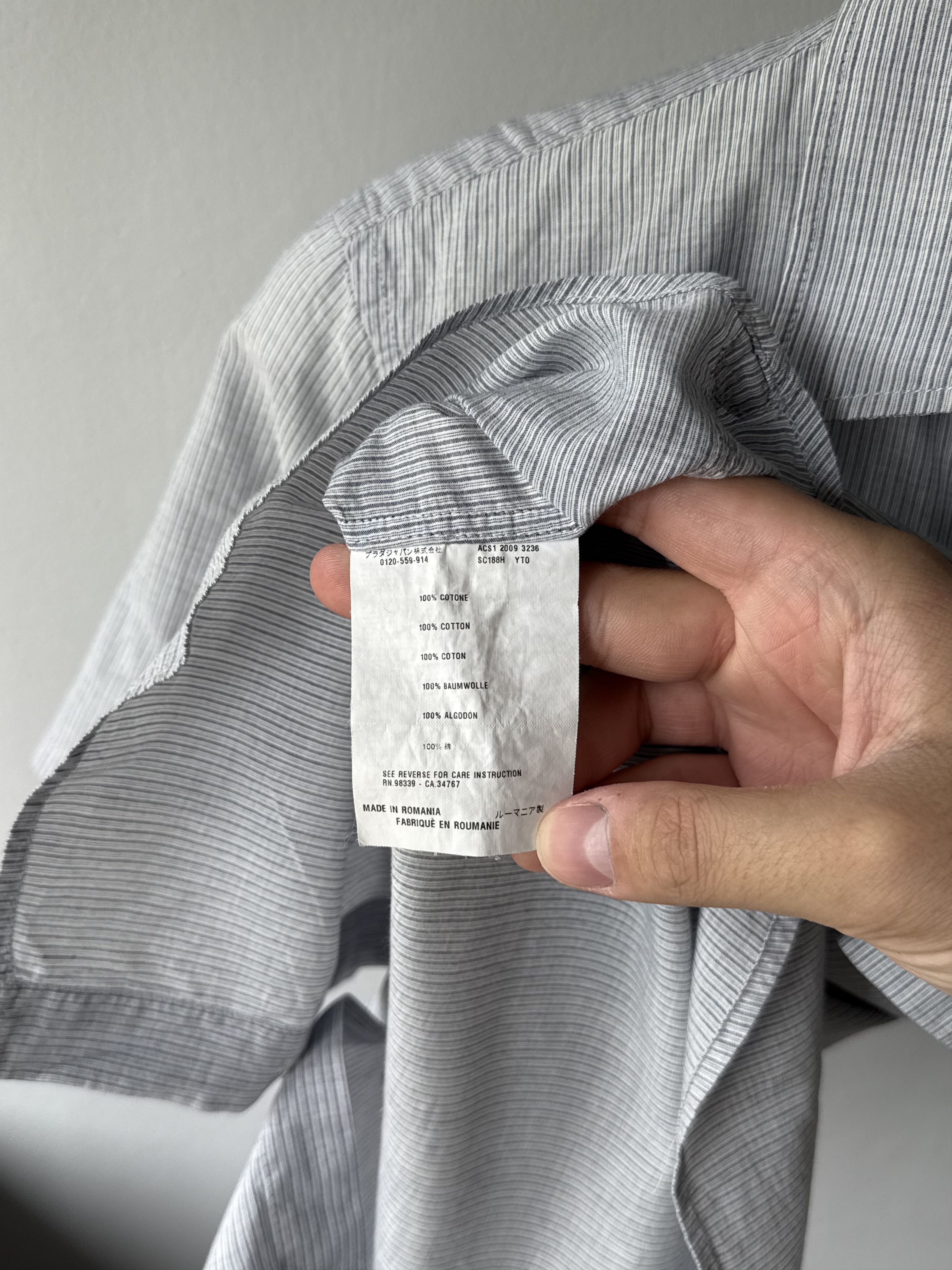 Prada Prada Casual Striped Cotton Short Sleeve Tab Pocket Shirt Size US M / EU 48-50 / 2 - 14 Thumbnail