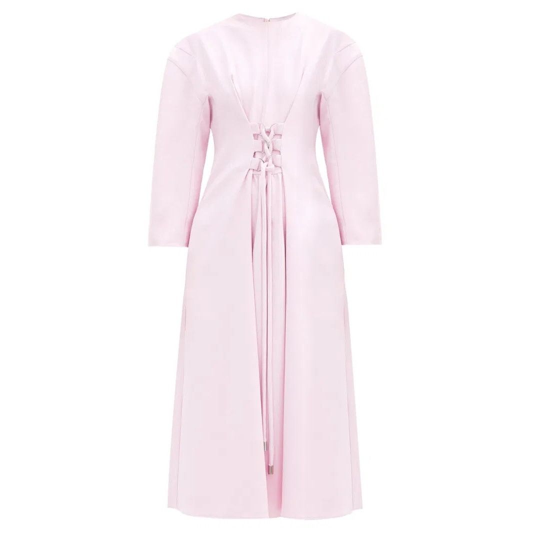 Tibi TIBI Lace-Up Crepe Midi Dress Purple Lilac Size 8 Size M / US 6-8 / IT 42-44 - 6 Thumbnail